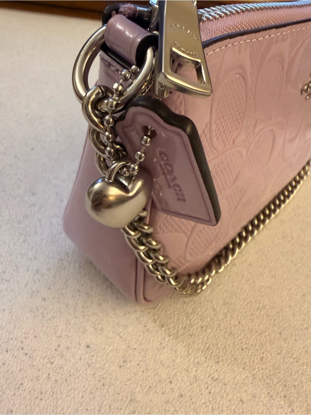 Coach Pink Embossed Signature Zip Wristlet - Picture 5 of 5